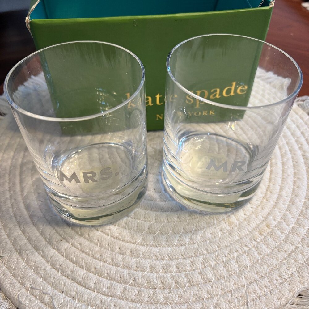 Kate Spade Lenox Mr. & Mrs. Double Old-fashioned Whiskey Glass Set Of 2